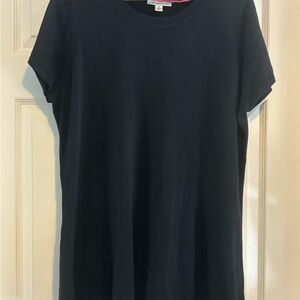Isaac Mizrahi Live Black Swing Tunic Top 1X Plus Size A-Line Short Sleeve NWOT